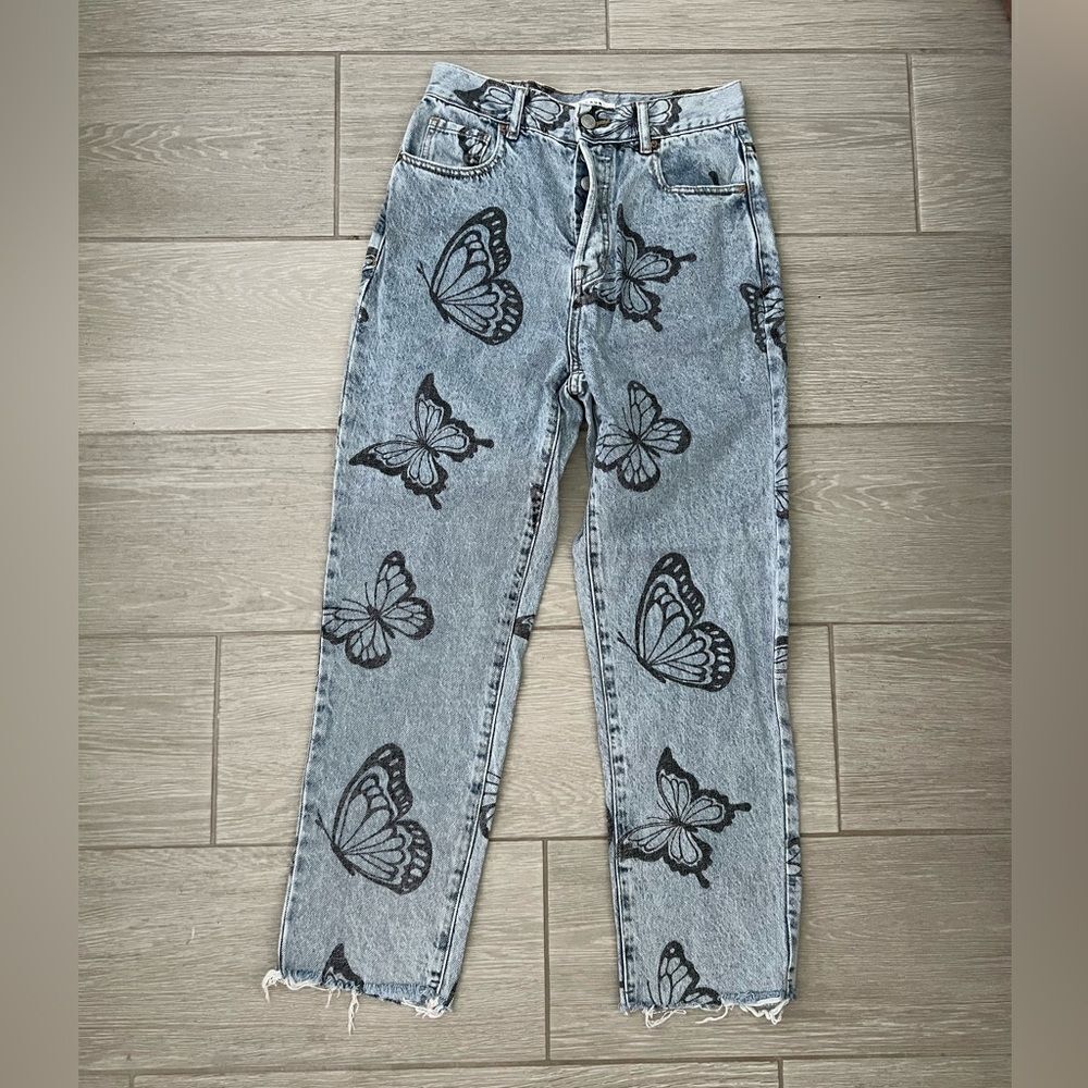 PacSun Eco Butterfly High Waisted Straight Leg Jeans size 26 - Picture 5 of 12